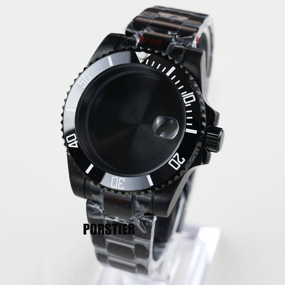 Reel Case - 40 mm zwarte pvd horlogekast saffierglas